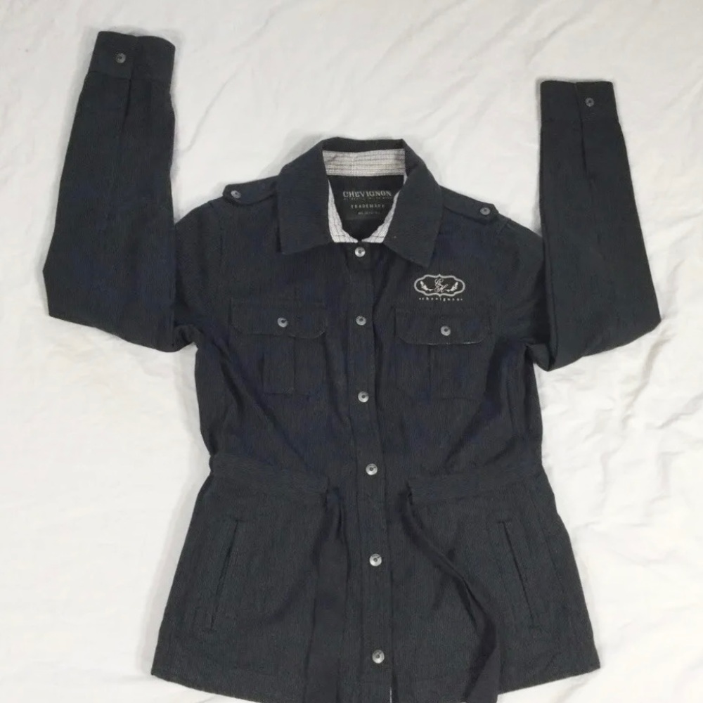 Chevignon Women Black Striped Light Jacket Size XS